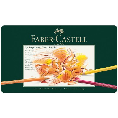 Карандаши цветные художественные Faber-Castell Polychromos 36цв., заточенные в металлической коробке
