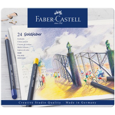 Карандаши цветные Faber-Castell Goldfaber 24 цвета в металлической коробке