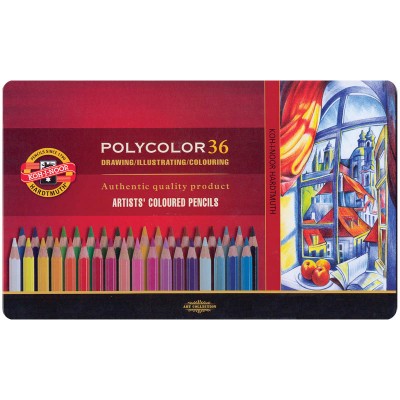 Карандаши Koh-I-Noor PolyColor в металлическом пенале - 36 цветов